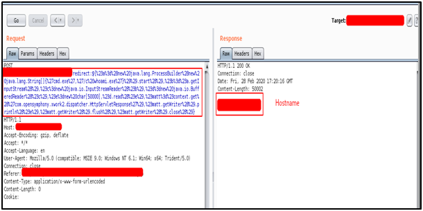 Payload resulted with the hostname