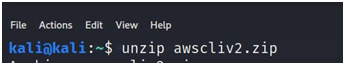 Unzip the aws cli