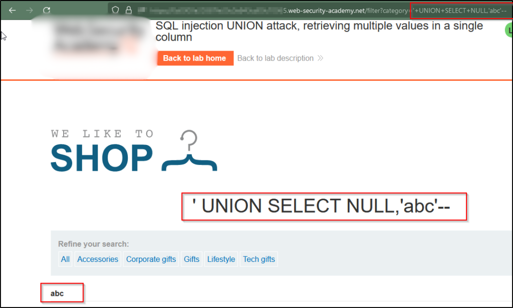 Injection UNION Attack Counting Columns