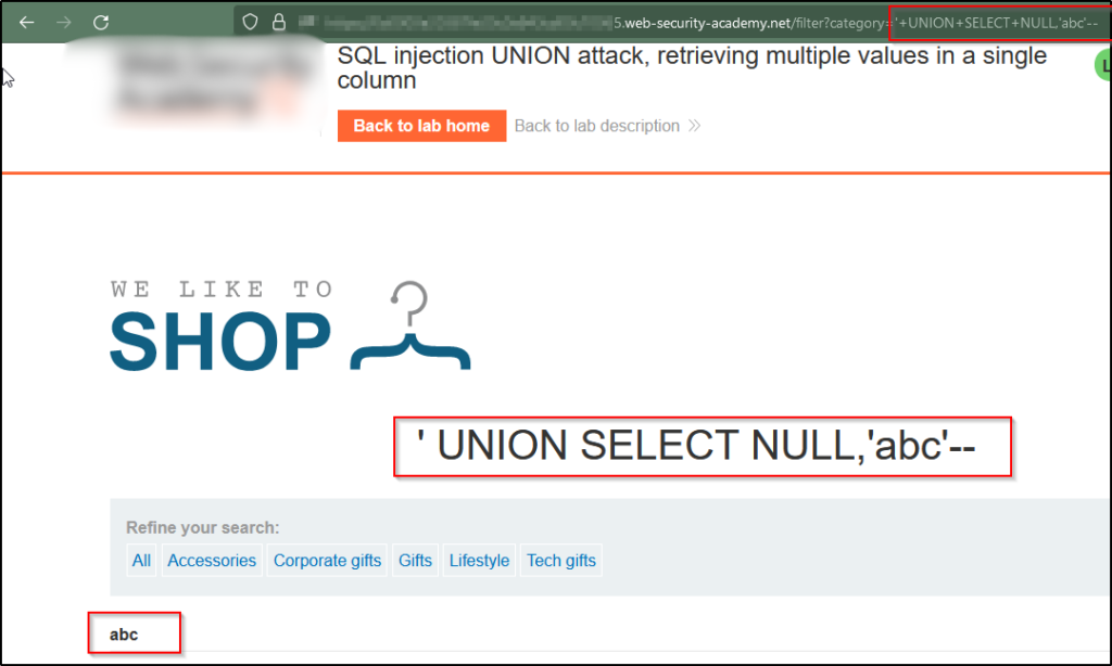 SQL Injection UNION Attack Counting Columns