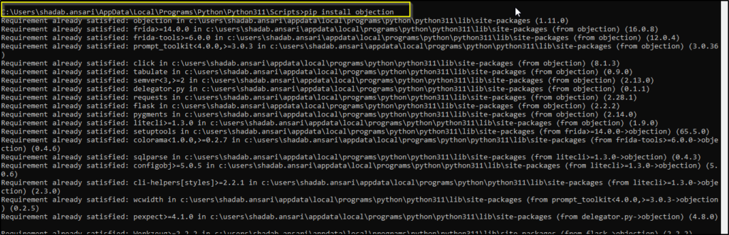 Installing Objection using pip