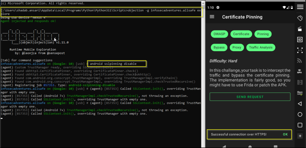 Successfully Bypassed SSL Pinning